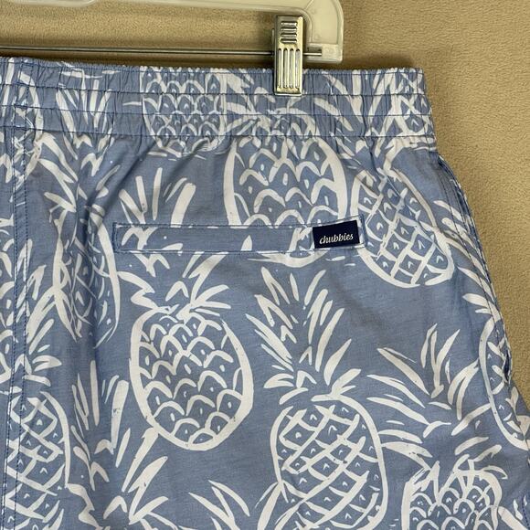 Chubbies‎ Swim Trunk Mens XXL Blue Pineapple Print Lined Drawstring Waist 5.5" - Picture 11 of 14